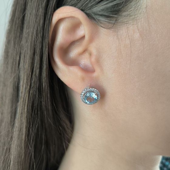 Серебряные серьги с топазом 5.441ct