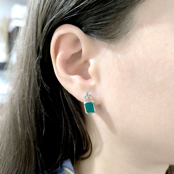 Серебряные серьги с агатом 2.892ct