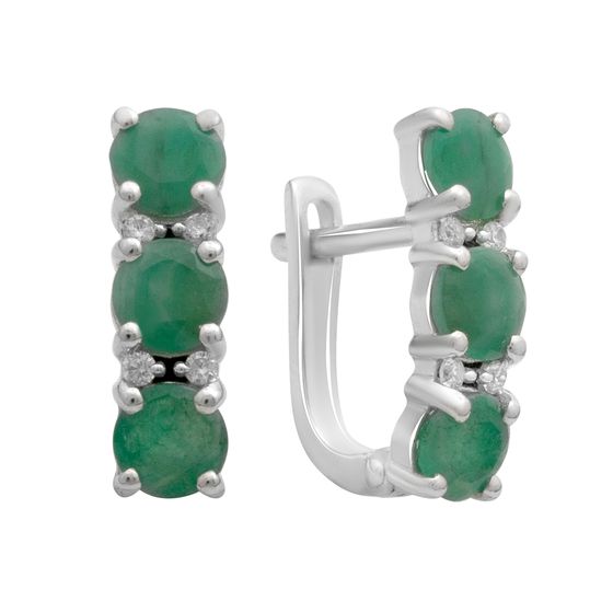 Серебряные серьги с изумрудом 3.263ct