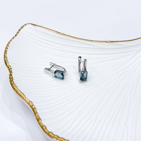 Серебряные серьги с топазом Лондон Блю 2.635ct