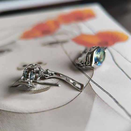 Серебряные серьги с мистик топазом 1.817ct