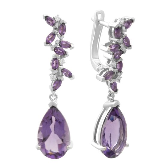 Серебряные серьги с аметистом 9.44ct