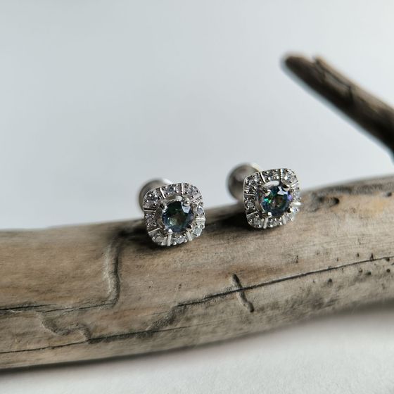 Серебряные серьги с мистик топазом 0.732ct