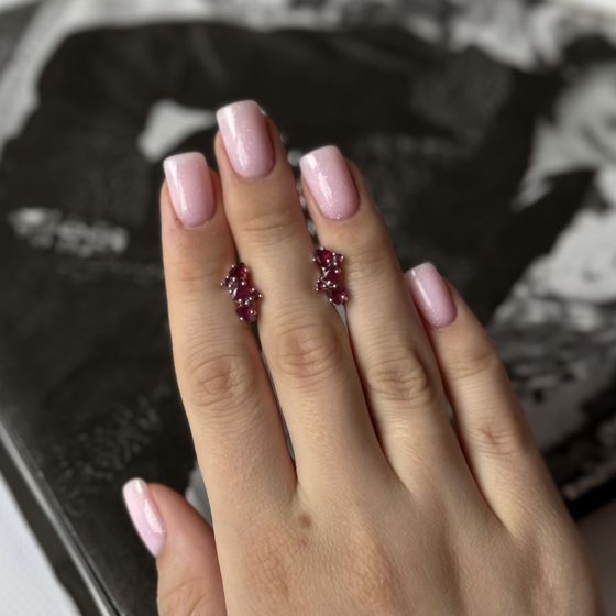 Серебряные серьги с рубином 1.188ct