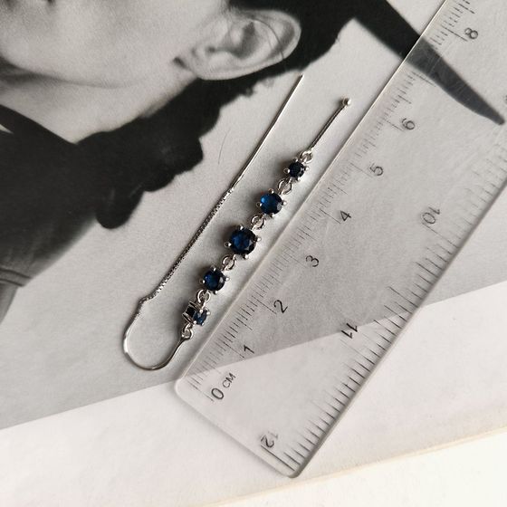 Серебряные серьги с сапфиром nano 1.887ct