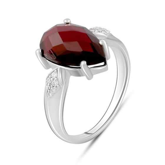 Серебряное кольцо с гранатом nano 4.18ct, фианитами