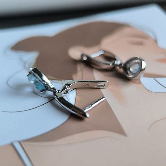 Серебряные серьги с топазом 1.777ct