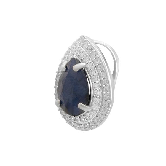 Серебряная подвеска с сапфиром 2.863ct, фианитами