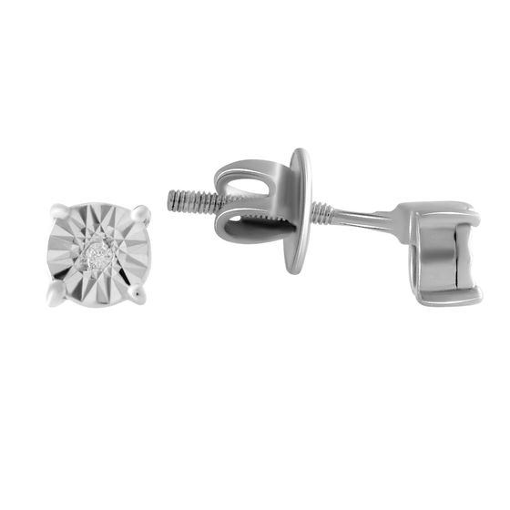Серебряные серьги с бриллиантом 0.02ct