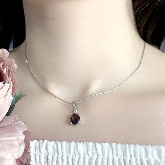Серебряная подвеска с раухтопазом (дымчатым кварцем)