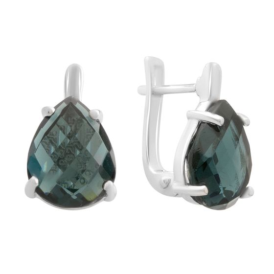 Серебряные серьги с топазом Лондон Блю 5.867ct