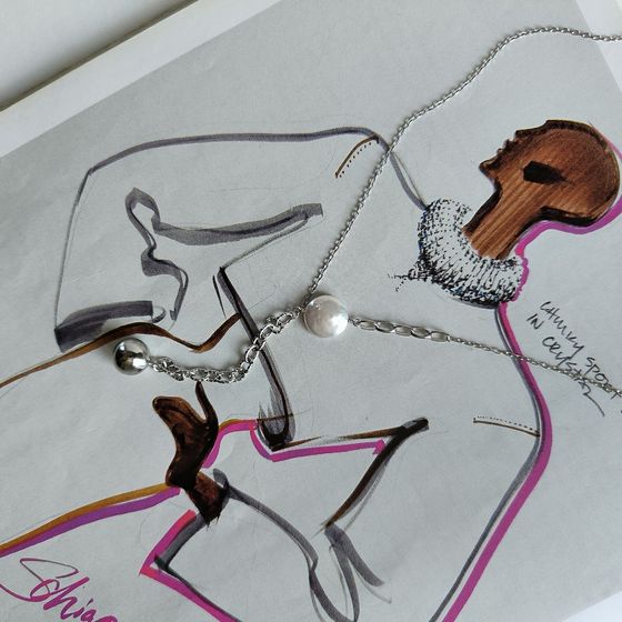 Серебряное колье с жемчугом барочным Серебряное колье с жемчугом барочным