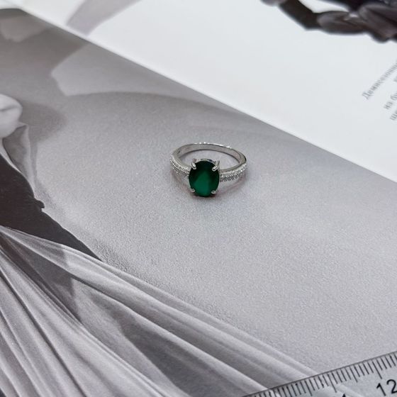 Серебряное кольцо с агатом 2.727ct, фианитами