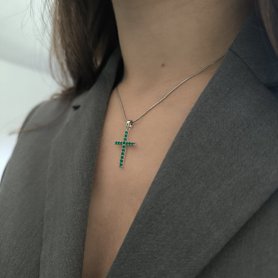 Серебряный крестик с агатом 0.512ct