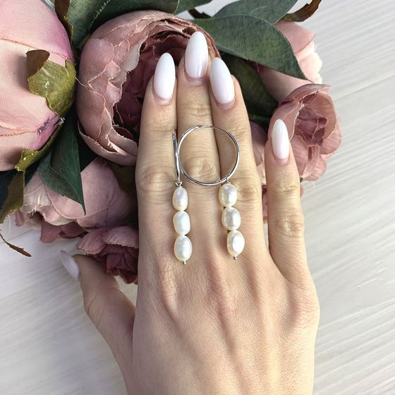 Серебряные серьги с жемчугом барочным 31.6ct