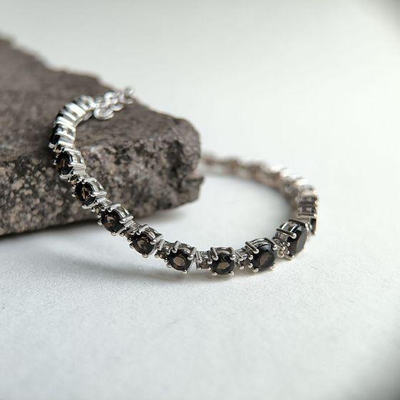 Серебряный браслет с раухтопазом (дымчатым кварцем)