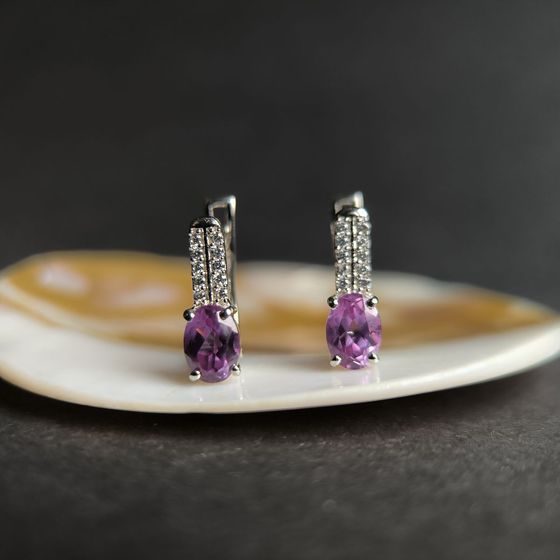 Серебряные серьги с александритом 2.55ct