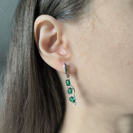 Серебряные серьги с изумрудом nano 2.338ct