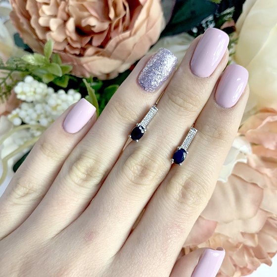 Серебряные серьги с сапфиром 1.188ct