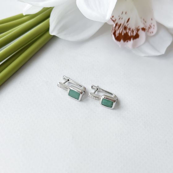 Серебряные серьги с изумрудом 1.984ct