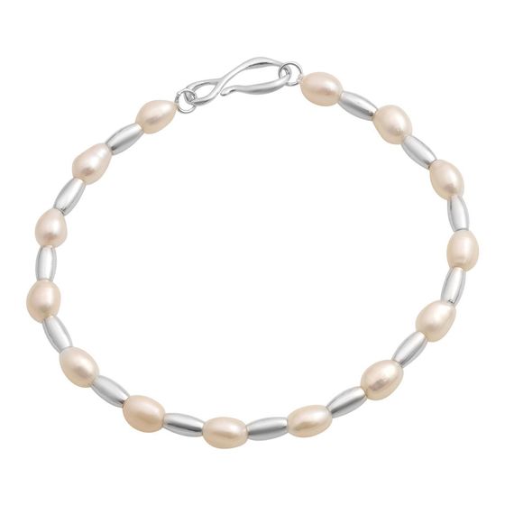 Серебряный браслет с жемчугом барочным