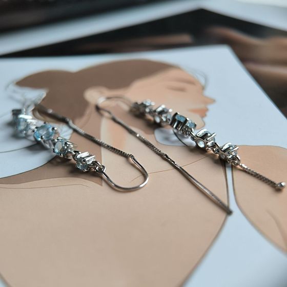 Серебряные серьги с топазом 3.109ct