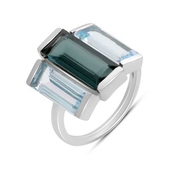 Серебряное кольцо с топазом Лондон Блю 7.378ct, топазом