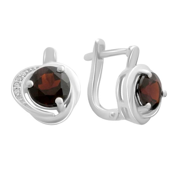 Серебряные серьги с гранатом 3.047ct