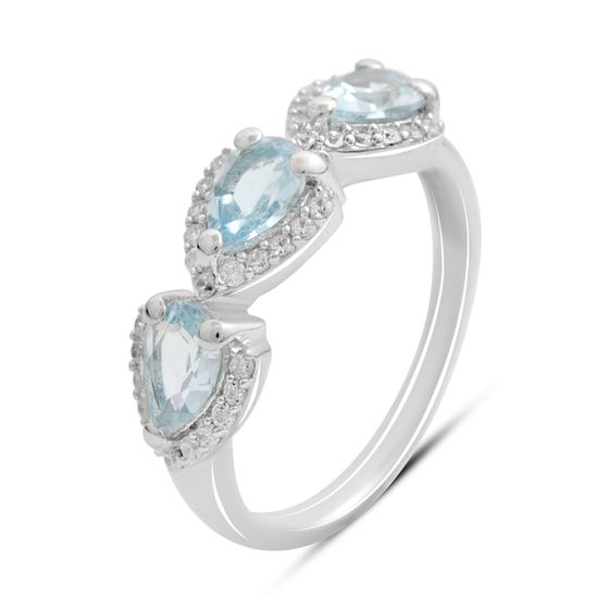 Серебряное кольцо с топазом 1.601ct, фианитами