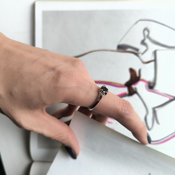 Серебряное кольцо с раухтопазом (дымчатым кварцем) 0.842ct