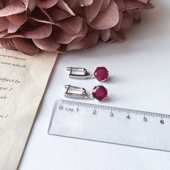 Серебряные серьги с рубином 8.2ct