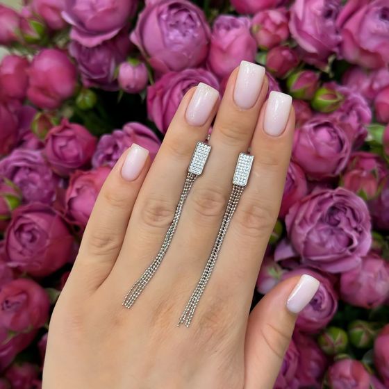 Серебряные серьги с фианитами
