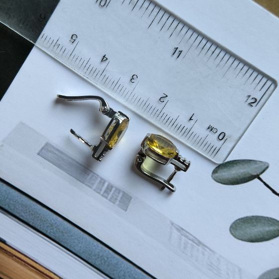 Серебряные серьги с цитрином nano