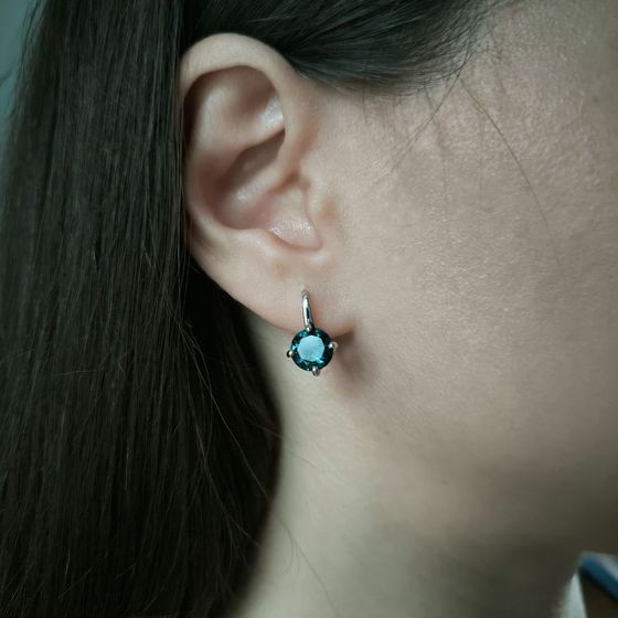 Серебряные серьги с топазом Лондон Блю