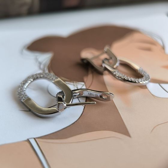 Серебряные серьги с фианитами Серебряные серьги с фианитами