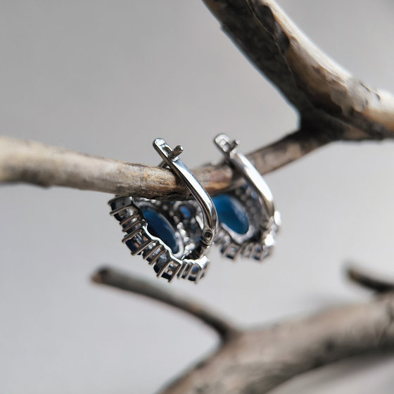 Серебряные серьги с сапфиром nano 9.87ct