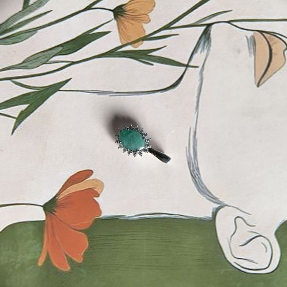 Серебряная подвеска с изумрудом, фианитами