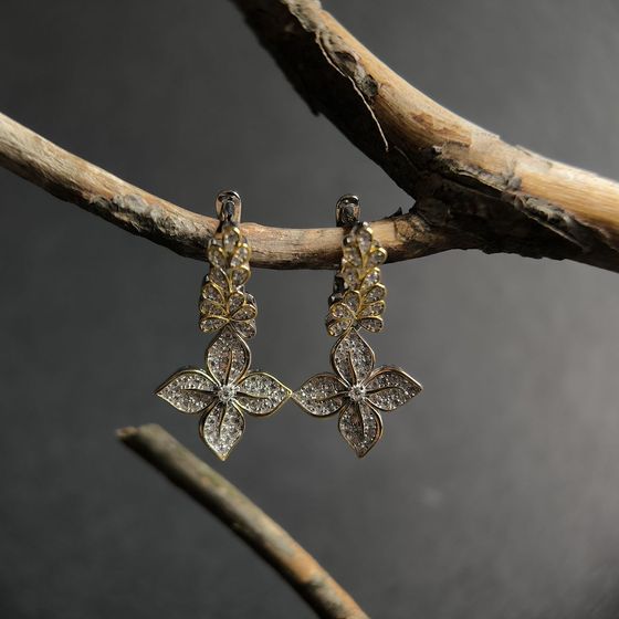 Серебряные серьги с фианитами