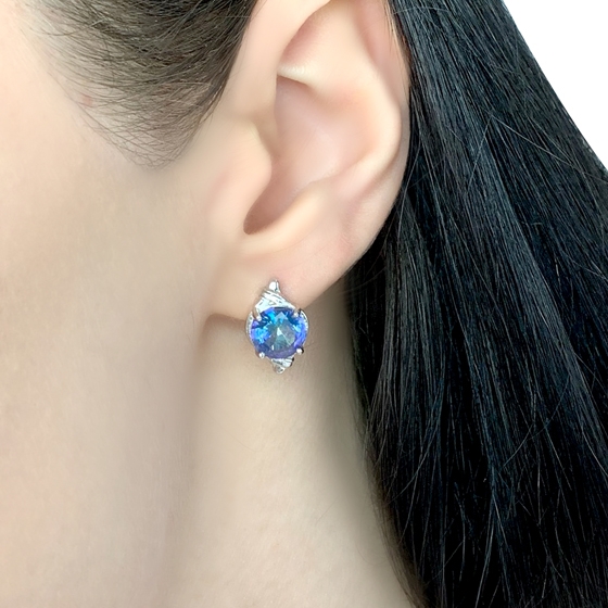 Серебряные серьги с мистик топазом 3.763ct
