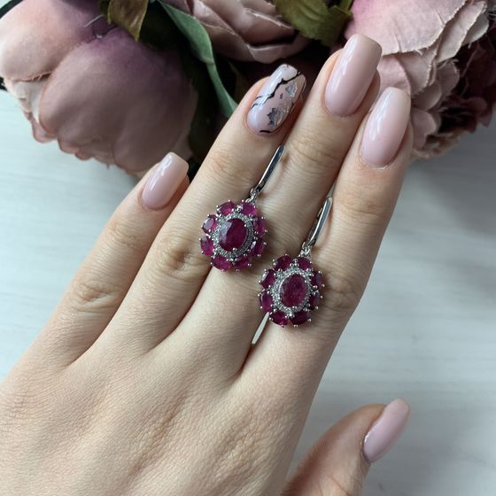 Серебряные серьги с рубином 8.932ct