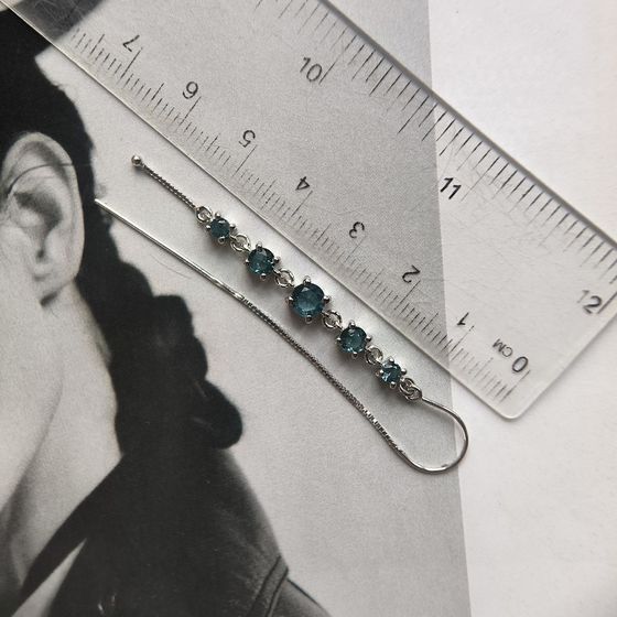 Серебряные серьги с топазом Лондон Блю 1.79ct