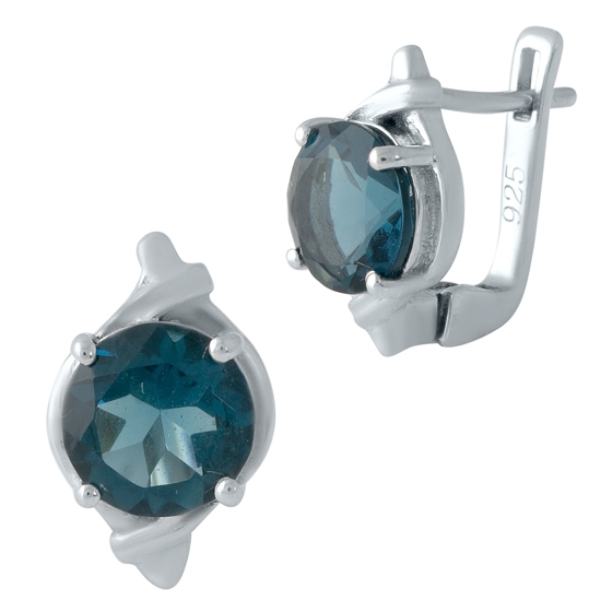 Серебряные серьги с топазом Лондон Блю 3.2ct