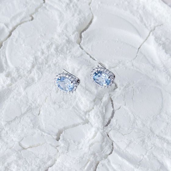 Серебряные серьги с топазом 6.53ct, фианитами