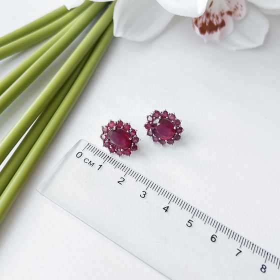 Серебряные серьги с рубином 5.59ct