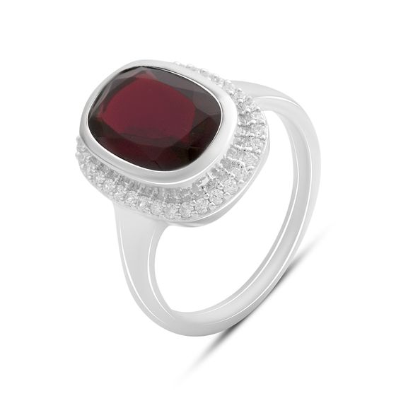 Серебряное кольцо с гранатом nano 3.66ct, фианитами