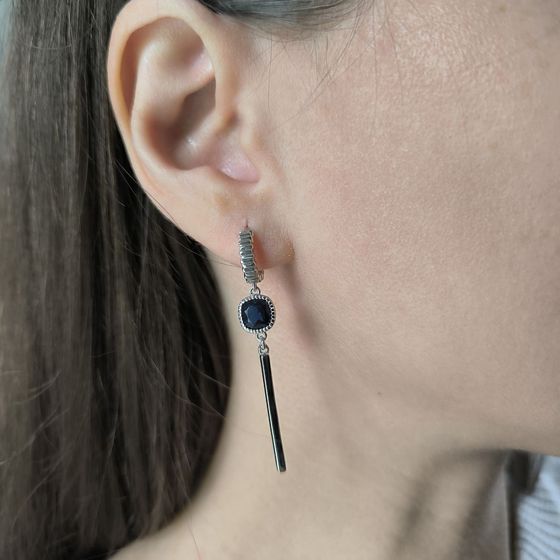 Серебряные серьги с сапфиром nano 1.86ct