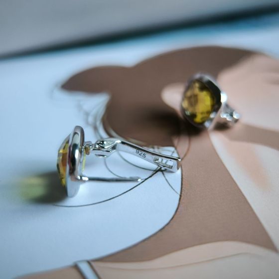 Серебряные серьги с цитрином nano