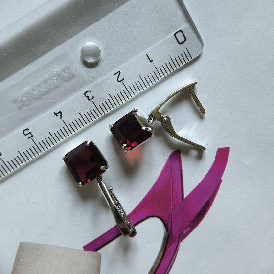 Серебряные серьги с гранатом nano 7.825ct