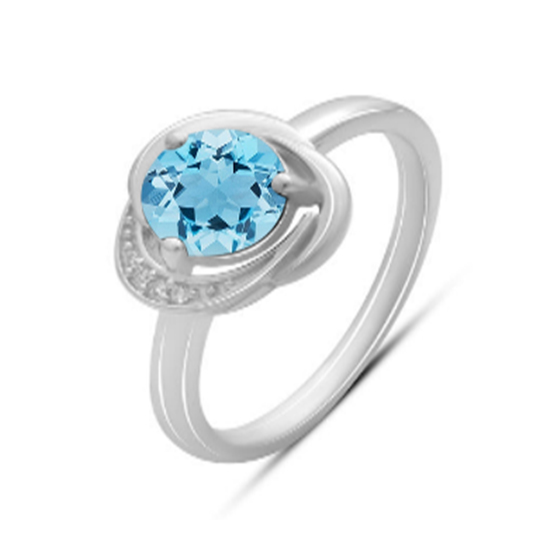 Серебряное кольцо с топазом 1.108ct, фианитами