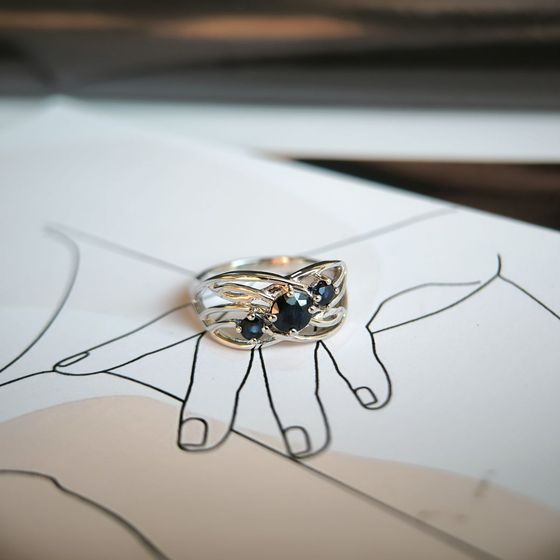 Серебряное кольцо с сапфиром 0.938ct